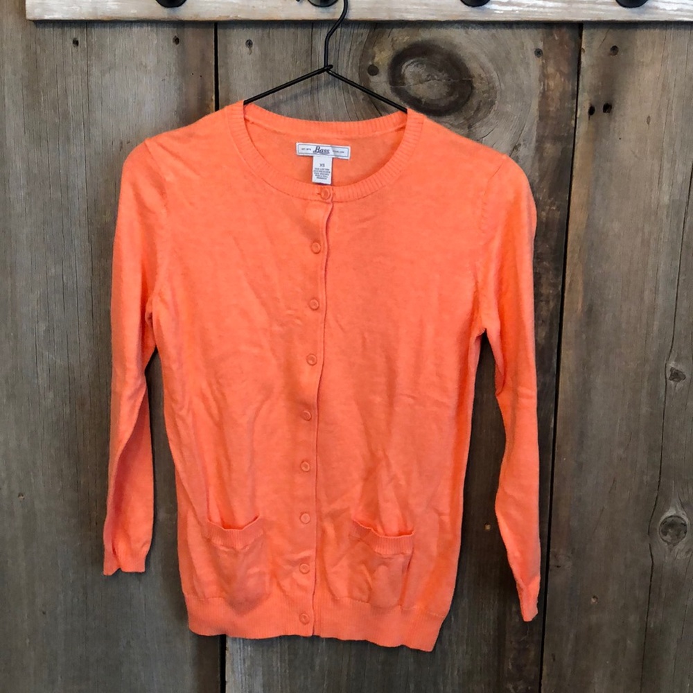 Bass Coral Orange Cardigan Pockets Size XS